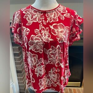 Nautica Red Floral Blouse “Siesta Key Beach”